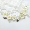 Bridal Off White Epoxy Flower Hair Vine, Wedding Flower Wire Headband, Silver Wire Head Wreath Hairpiece - KaleaBoutique.com