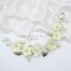 Bridal Off White Epoxy Flower Hair Vine, Wedding Flower Wire Headband, Silver Wire Head Wreath Hairpiece - KaleaBoutique.com