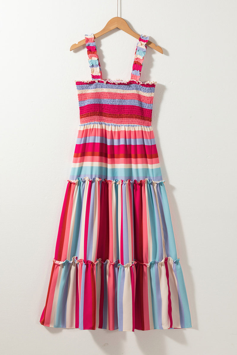 KaleaBoutique Ruffled Straps Smocked Tiered Long Dress - KaleaBoutique.com