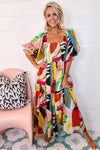 KaleaBoutique Square Neck Smocked Abstract Print Boho Maxi Dress - KaleaBoutique.com