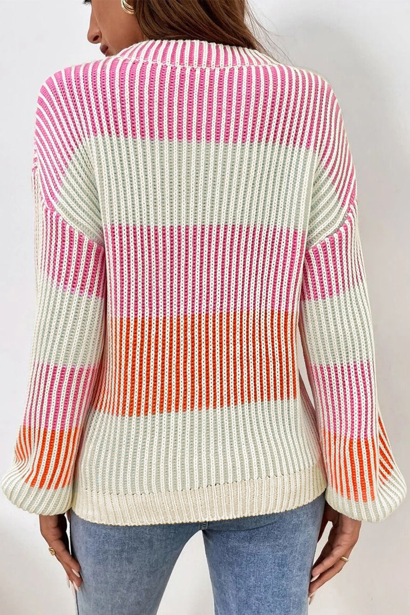 KaleaBoutique Colorblock Textured Knit Bubble Sleeve Sweater - KaleaBoutique.com