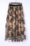 KaleaBoutique Floral Leaves Embroidered High Waist Maxi Skirt - KaleaBoutique.com