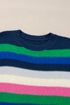 KaleaBoutique Rainbow Striped Crew Neck Drop Shoulder Sweater - KaleaBoutique.com