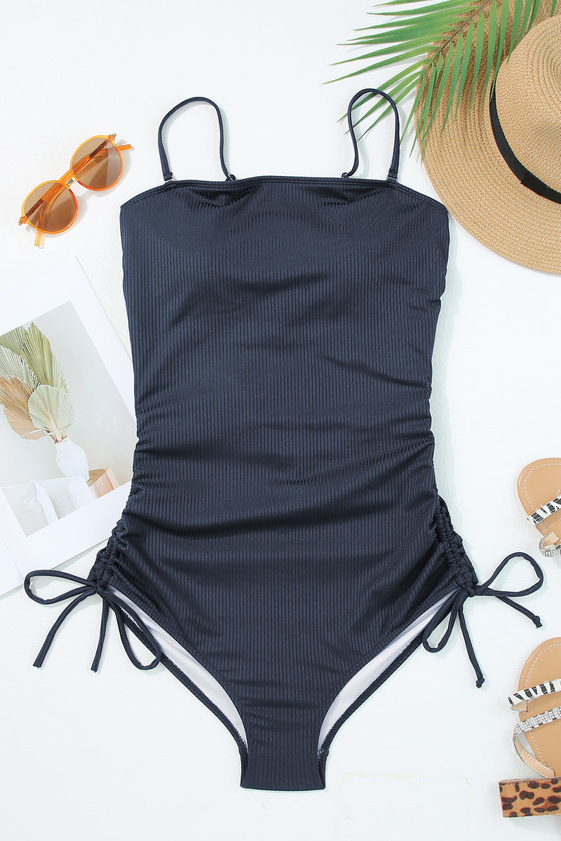 KaleaBoutique Beautiful Ribbed Drawstring Sides Cutout One Piece Swimsuit