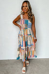 KaleaBoutique Mix Striped Wide Straps Smocked Tiered Maxi Dress - KaleaBoutique.com