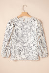 KaleaBoutique Abstract Print Balloon Sleeve Crew Neck Blouse - KaleaBoutique.com