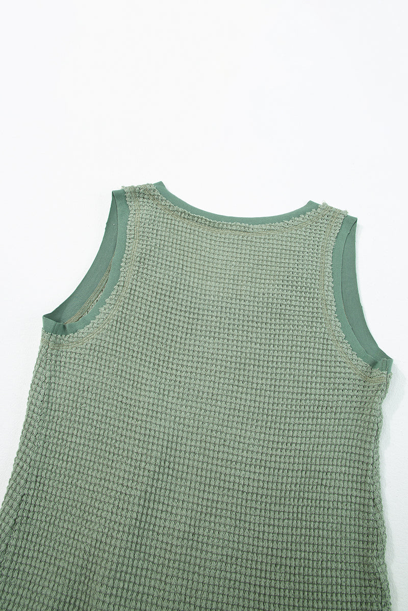 Scoop Neck Waffle Knit Flowy Vest - KaleaBoutique.com