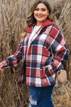 KaleaBoutique Plus Size Plaid Button up Hooded Jacket - KaleaBoutique.com