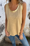 KaleaBoutique Metallic Sheen Edge Scoop Neck Tank Top - KaleaBoutique.com