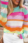 KaleaBoutique Colorblock Patchwork Knit Crochet Eyelet Sweater - KaleaBoutique.com