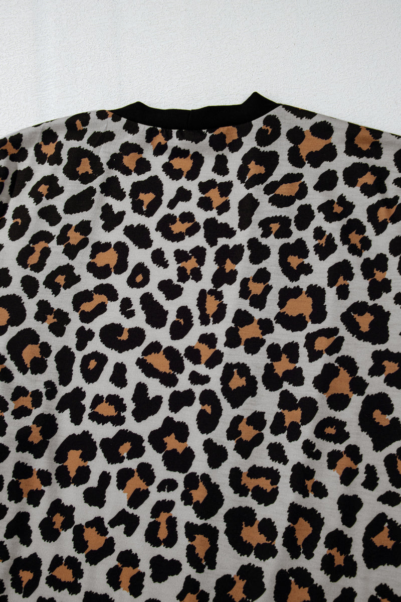 Leopard Patched Pocket Open Front Cardigan - KaleaBoutique.com