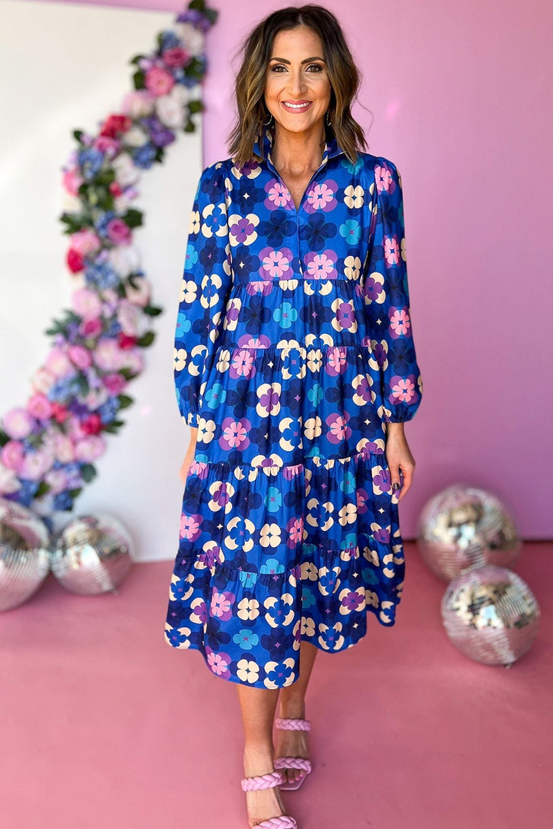 KaleaBoutique Floral Peasant Sleeve Tiered Ruffle Midi Dress - KaleaBoutique.com