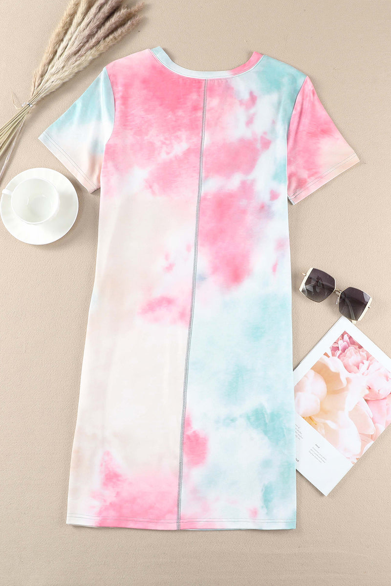 KaleaBoutique Comfortable Summer Tie Dye Oversized Slit Tee Dress - KaleaBoutique.com