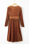 KaleaBoutique Wrap V Neck Smocked High Waist Velvet Midi Dress - KaleaBoutique.com