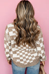 KaleaBoutique Checkered Print Drop Shoulder Round Neck Sweater - KaleaBoutique.com