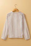 KaleaBoutique Lace Hollow out Puff Sleeve Button up Shirt - KaleaBoutique.com