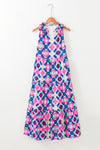 KaleaBoutique Floral Print Frilly Neck Sleeveless Tiered Maxi Dress - KaleaBoutique.com