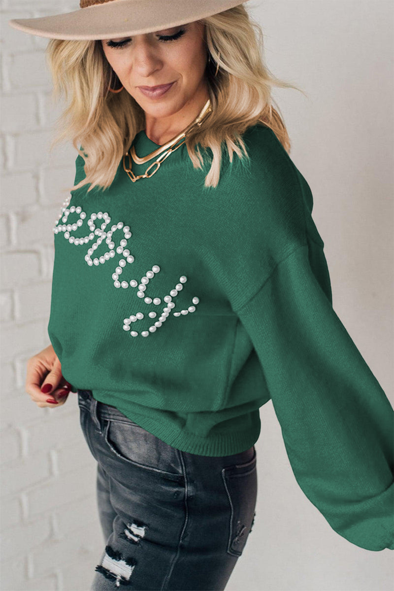 KaleaBoutique Pearl Beaded Merry Casual Sweater - KaleaBoutique.com