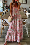 KaleaBoutique Boho Floral Smocked Ruffled Maxi Dress - KaleaBoutique.com