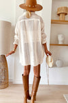 KaleaBoutique Lace Crochet Collared Tunic Oversized Shirt - KaleaBoutique.com