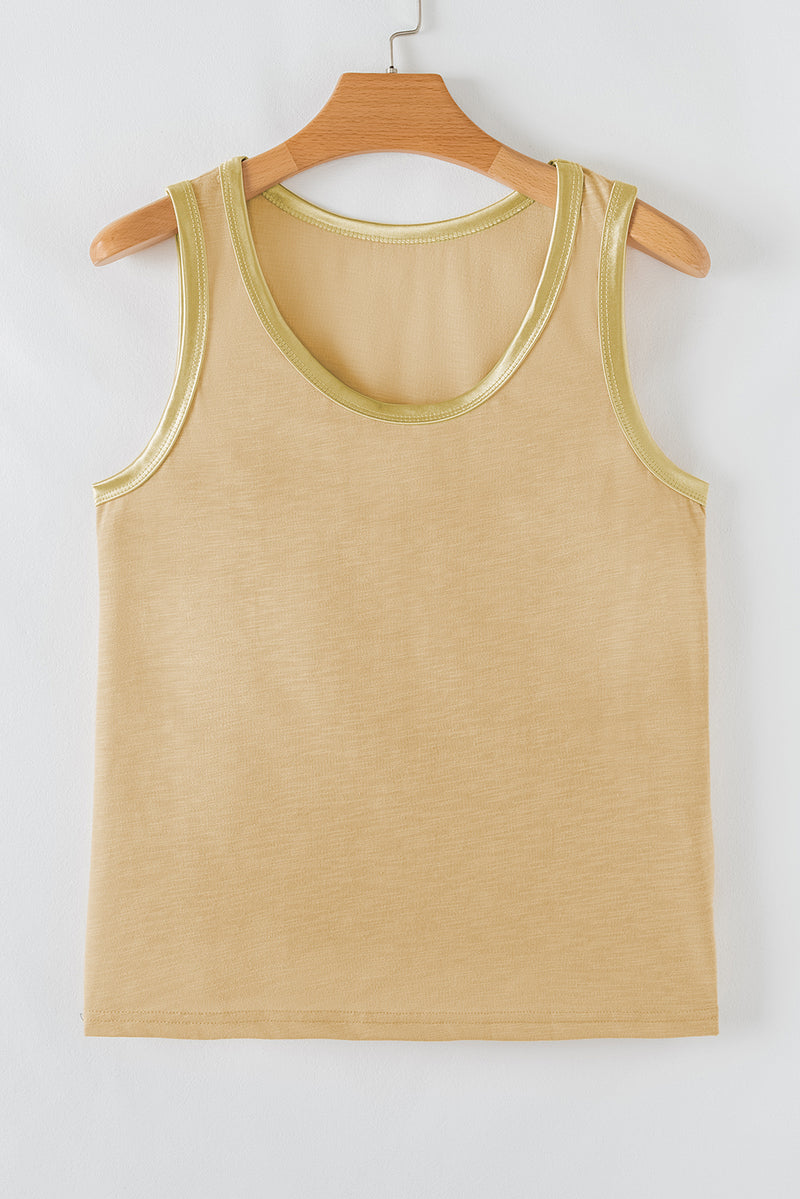 Metallic Sheen Edge Scoop Neck Tank Top - KaleaBoutique.com