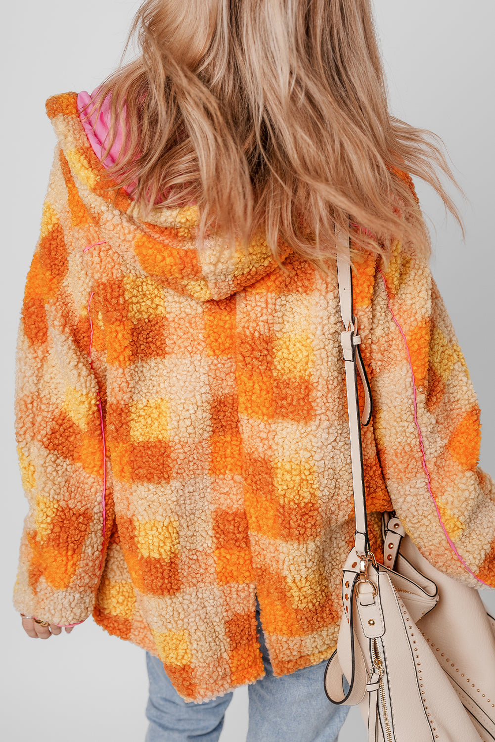 KaleaBoutique Checkered Sherpa Hooded Jacket - KaleaBoutique.com