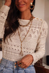 KaleaBoutique Geometric Lace Buttoned Decor Long Sleeve Blouse - KaleaBoutique.com