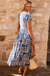 KaleaBoutique Boho Printed Short Sleeve Flare Tiered Dress - KaleaBoutique.com