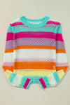 KaleaBoutique Colorblock Patchwork Knit Crochet Eyelet Sweater - KaleaBoutique.com