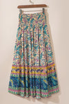 KaleaBoutique Boho Floral & Paisley Print Shirred Waist Long Skirt - KaleaBoutique.com