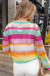 KaleaBoutique Colorblock Patchwork Knit Crochet Eyelet Sweater - KaleaBoutique.com