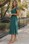 KaleaBoutique Shirred Open Back Sweetheart Neck Ruffled Midi Dress - KaleaBoutique.com