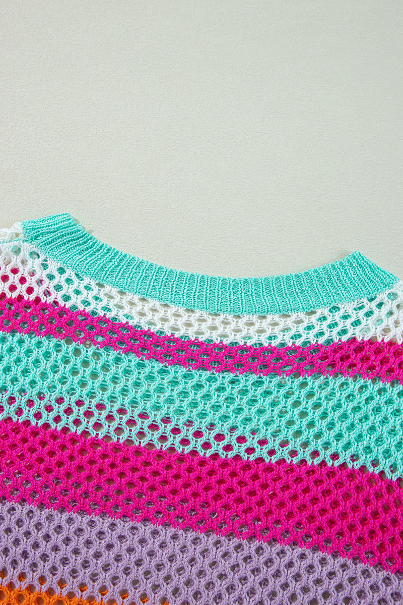 KaleaBoutique Colorblock Patchwork Knit Crochet Eyelet Sweater - KaleaBoutique.com