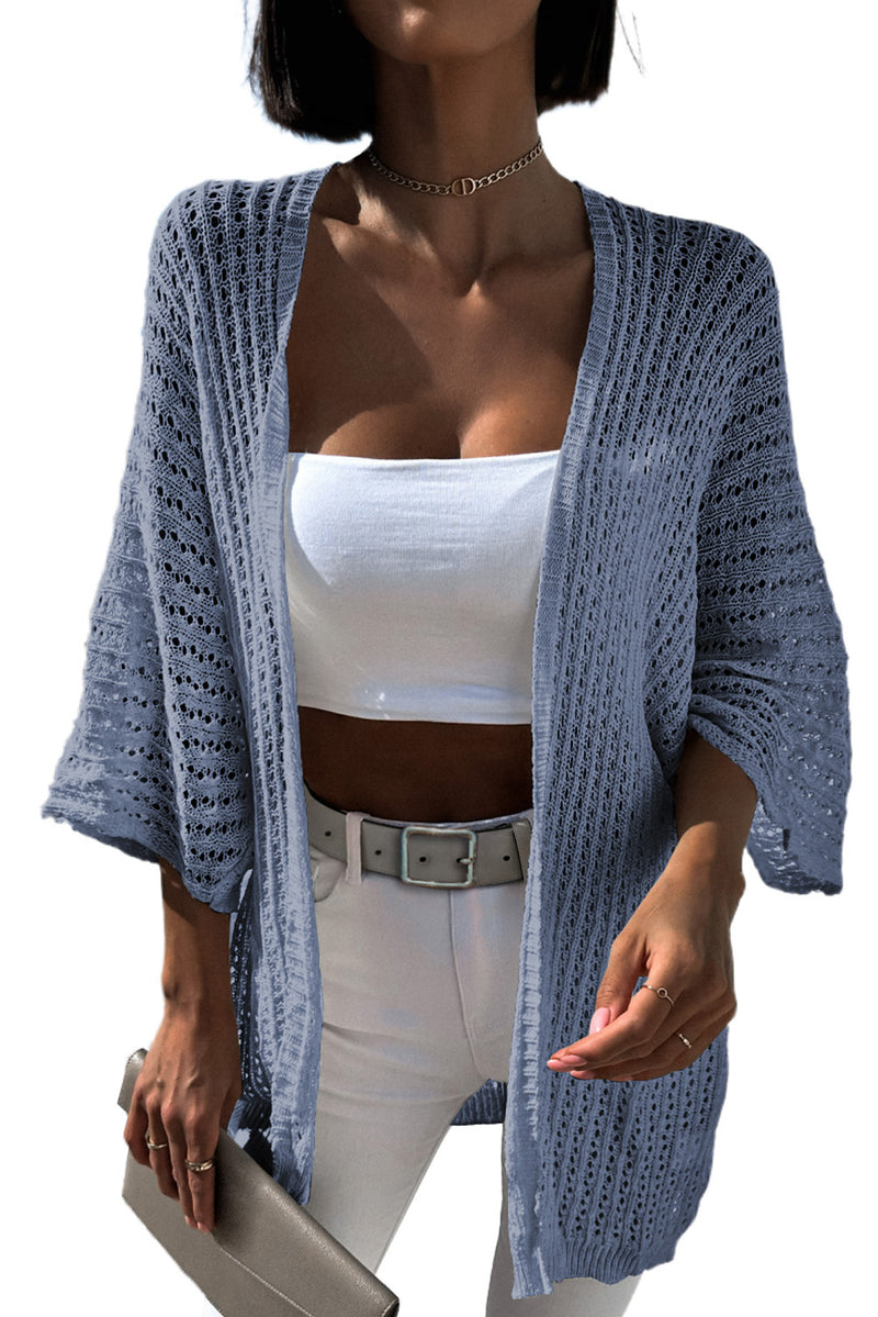 Hollow-out Bracelet Sleeve Knit Cardigan - KaleaBoutique.com