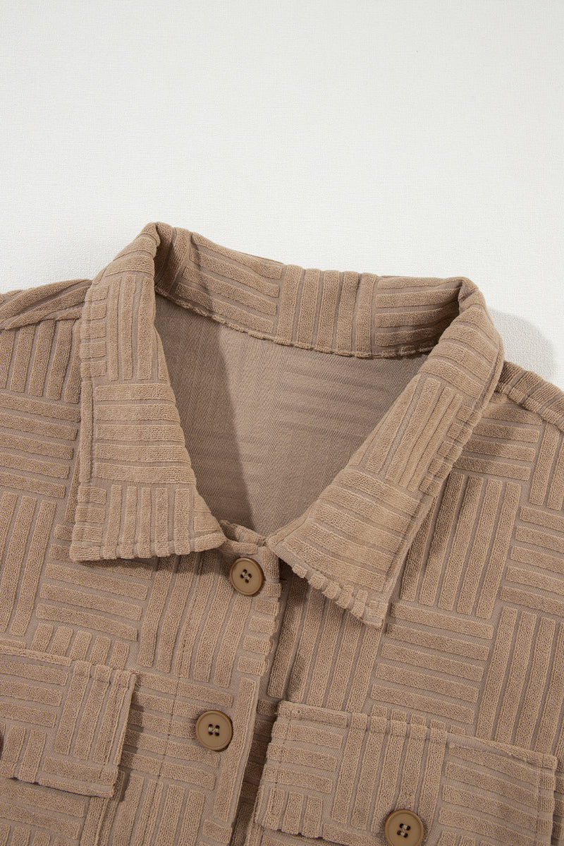 KaleaBoutique Textured Chest Pocket Button-Up Shacket - KaleaBoutique.com