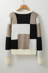 KaleaBoutique Plaid Patchwork Long Sleeve Knitted Sweater - KaleaBoutique.com