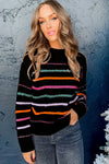 KaleaBoutique Colorful Striped Ribbed Trim Sweater - KaleaBoutique.com