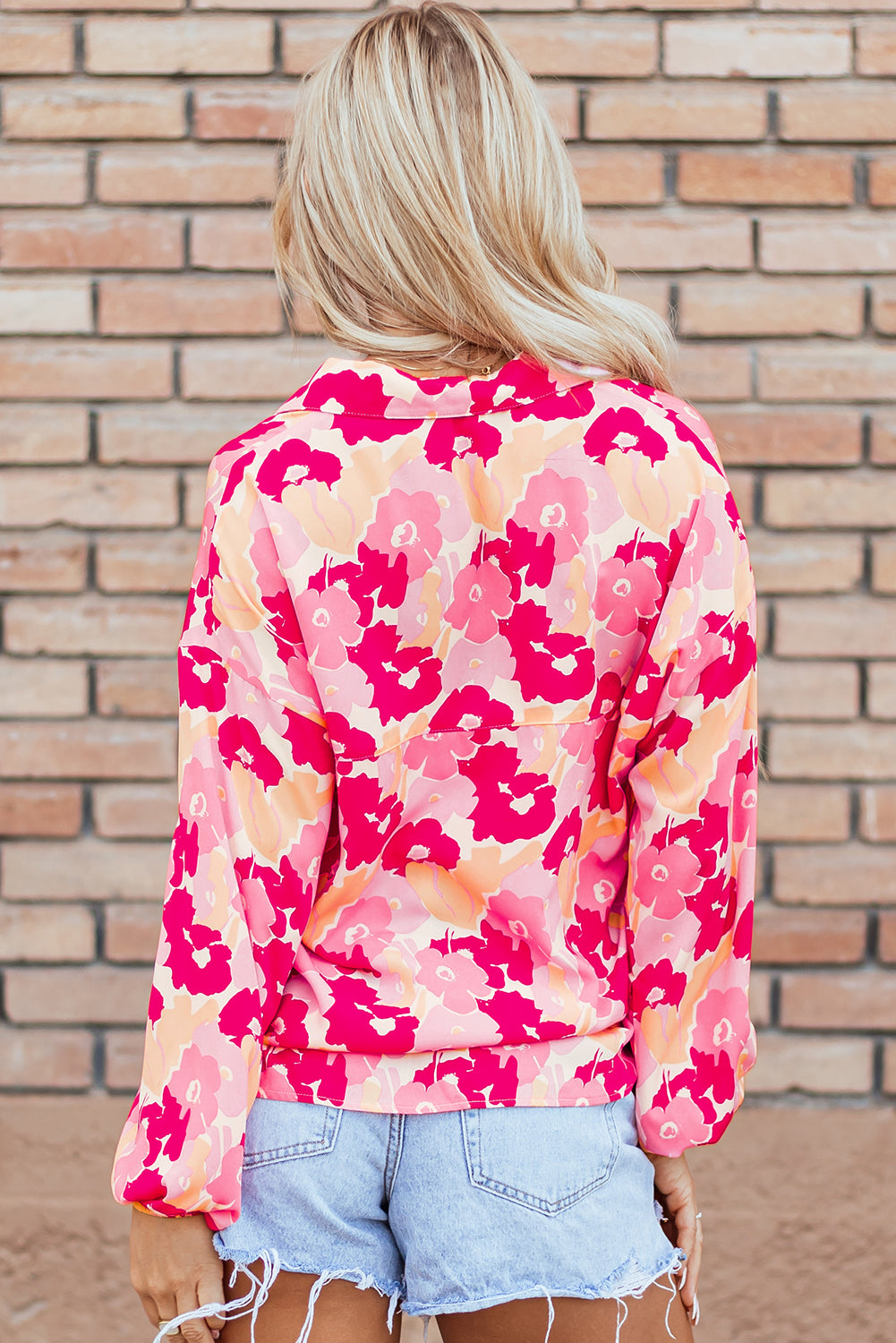 KaleaBoutique Blooming Floral Print Puff Sleeve Buttoned Shirt - KaleaBoutique.com