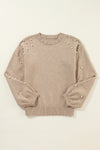 KaleaBoutique Pearled Drop Shoulder Round Neck Sweater - KaleaBoutique.com