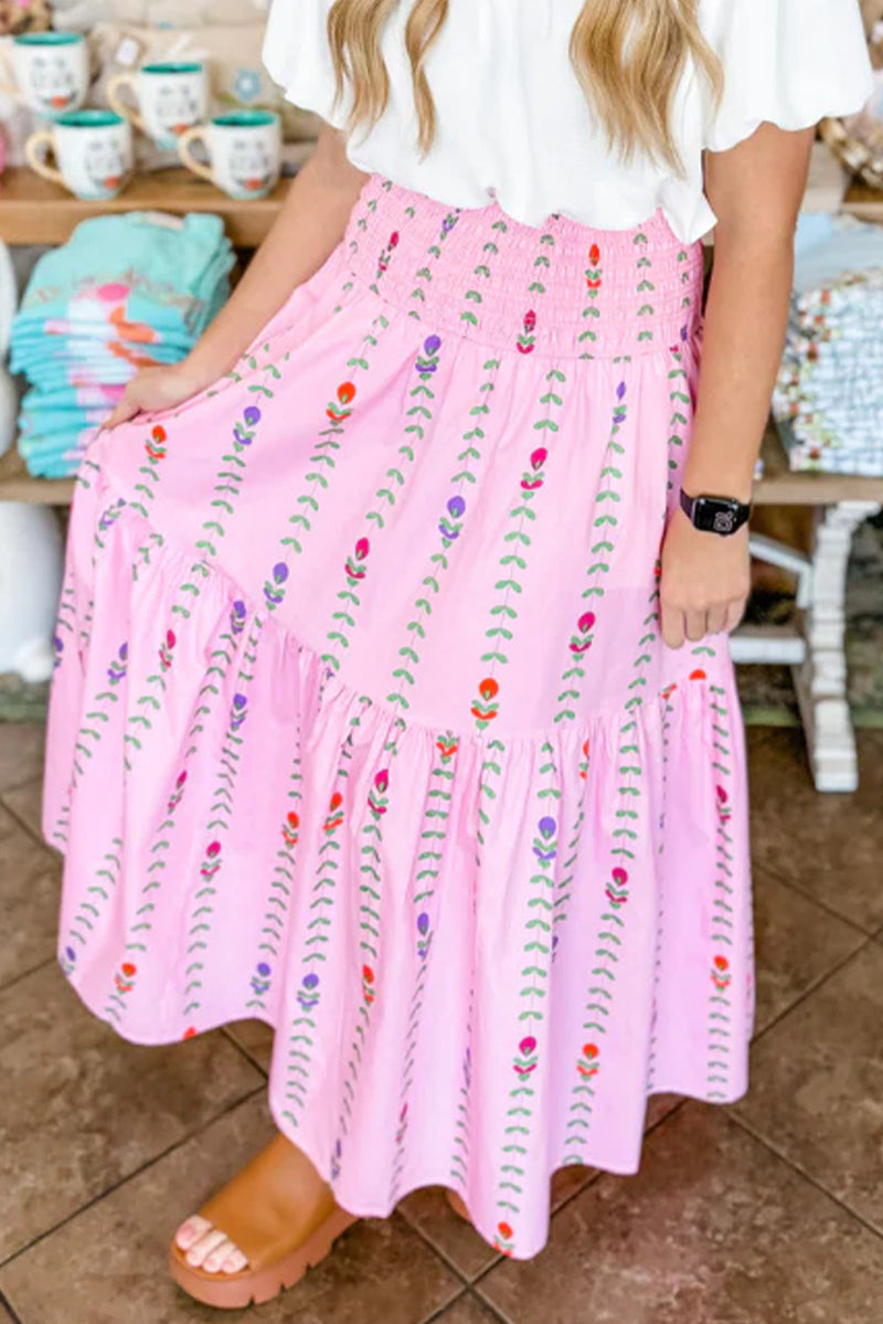 KaleaBoutique Printed Smocked Tiered Maxi Skirt - KaleaBoutique.com