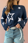 KaleaBoutique Star Pattern Drop Shoulder Knitted Sweater - KaleaBoutique.com