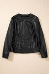 KaleaBoutique Solid Faux Leather Zipper Slim Fit Bomber Jacket - KaleaBoutique.com