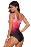 KaleaBoutique Stylish Gradient Criss-Cross Back One Piece Swimsuit