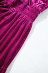 KaleaBoutique Velvet Short Sleeve Shirred Waist Tiered Maxi Dress - KaleaBoutique.com