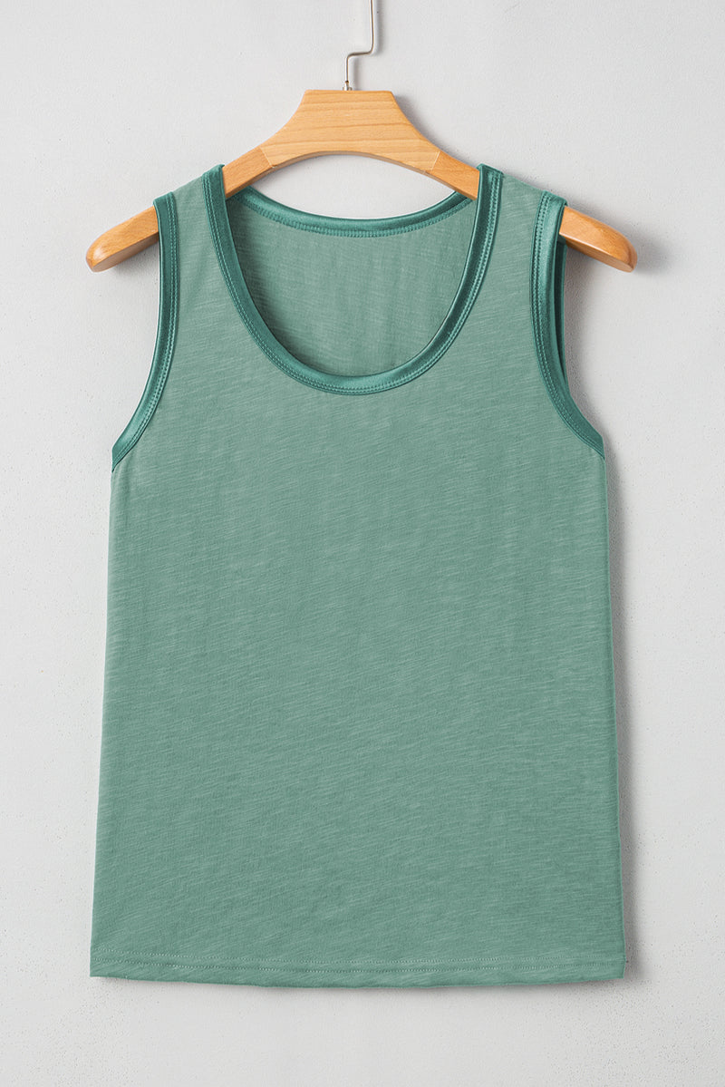 KaleaBoutique Metallic Sheen Edge Scoop Neck Tank Top - KaleaBoutique.com