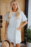 Ruffled Short Sleeve Crew Neck T Shirt Shift Mini Dress - KaleaBoutique.com