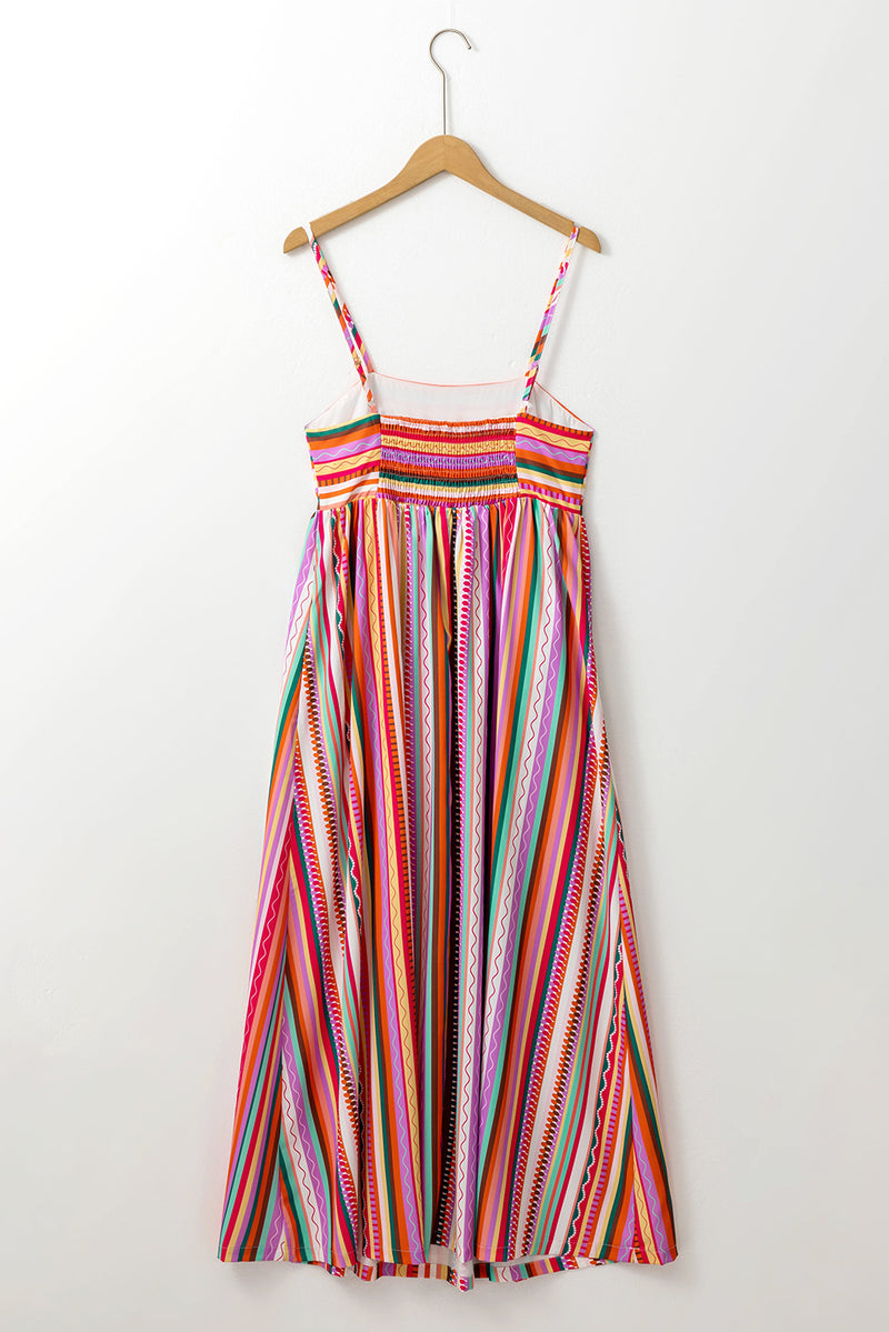 KaleaBoutique Striped Thin Straps Smocked Back Boho Maxi Dress - KaleaBoutique.com