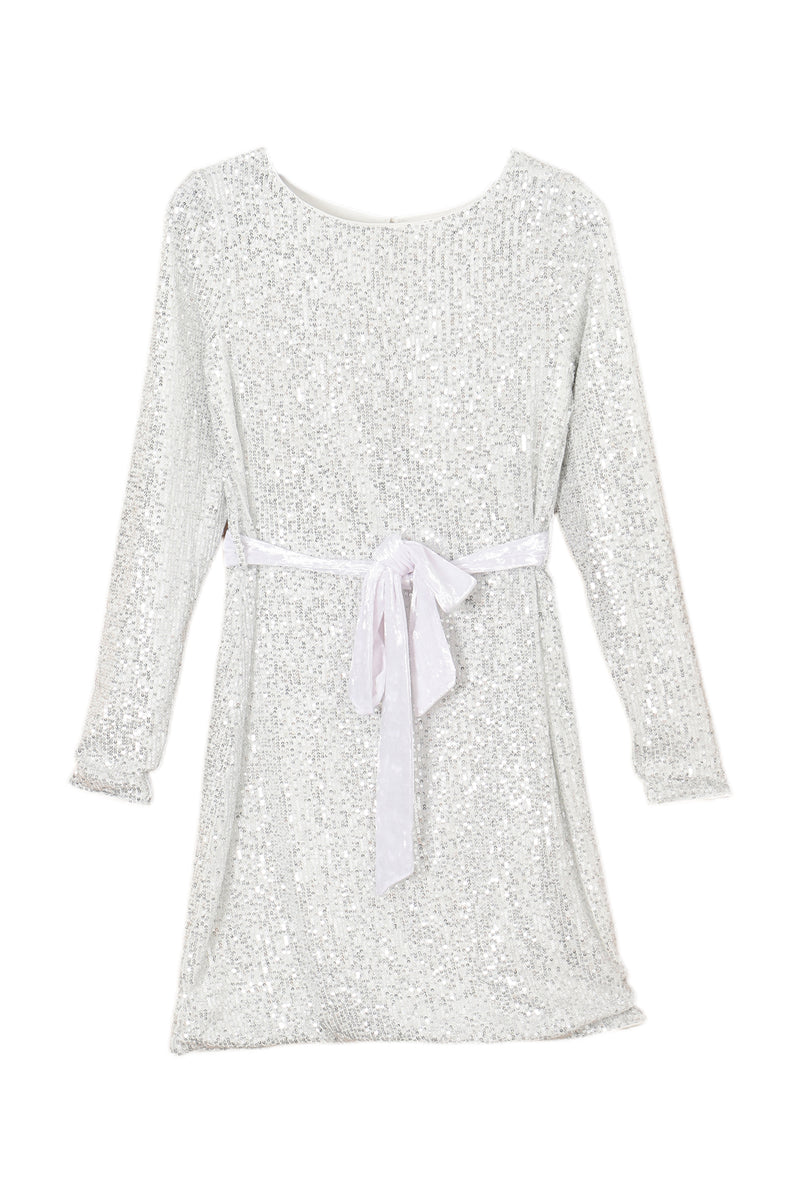 KaleaBoutique Stylish Sequin Long Sleeve Tie Waist Mini Dress - KaleaBoutique.com