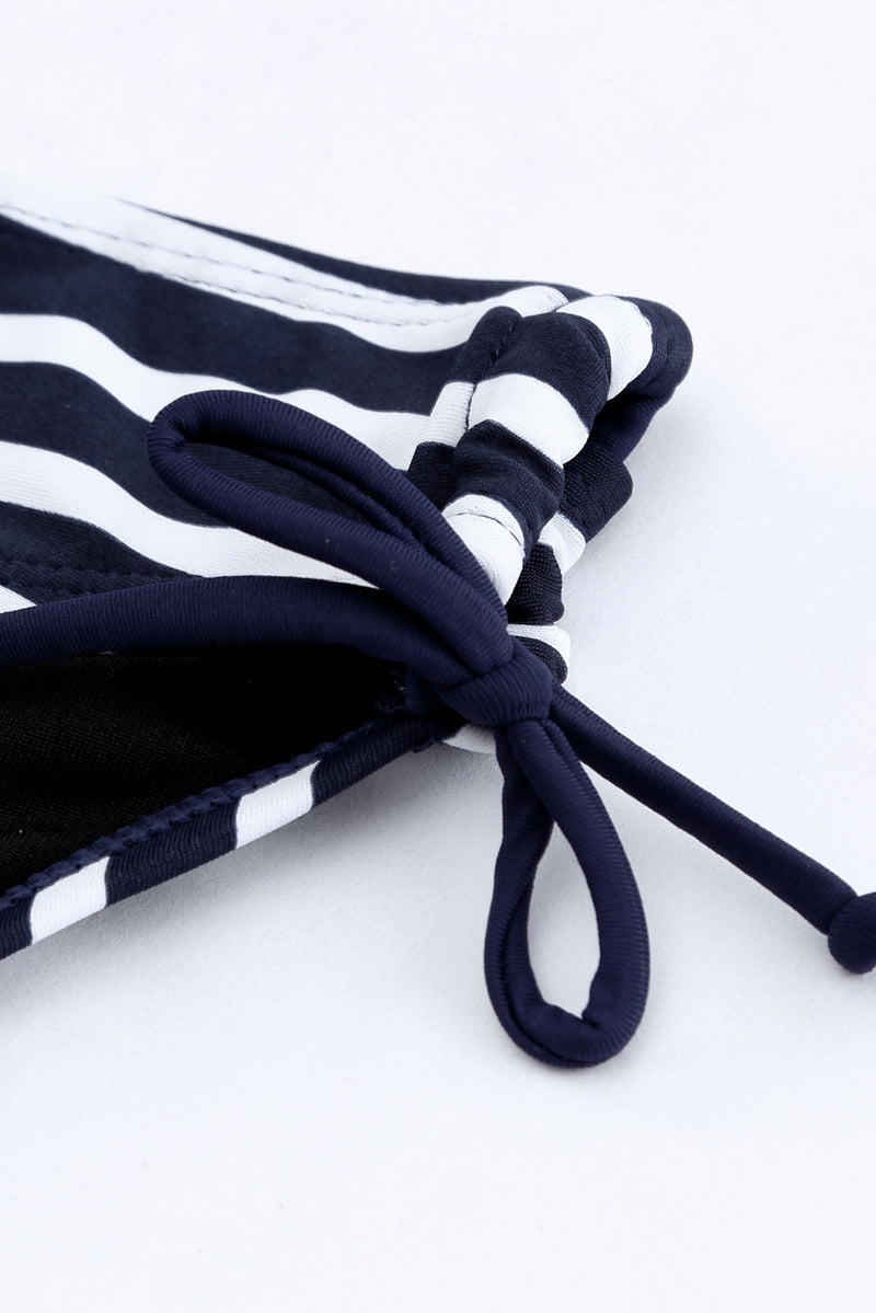 KaleaBoutique Stylish Navy Layered-Style Striped Tankini with Triangular Briefs - KaleaBoutique.com