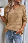 KaleaBoutique Boat Neck Drop Shoulder Pointelle Knit Sweater - KaleaBoutique.com